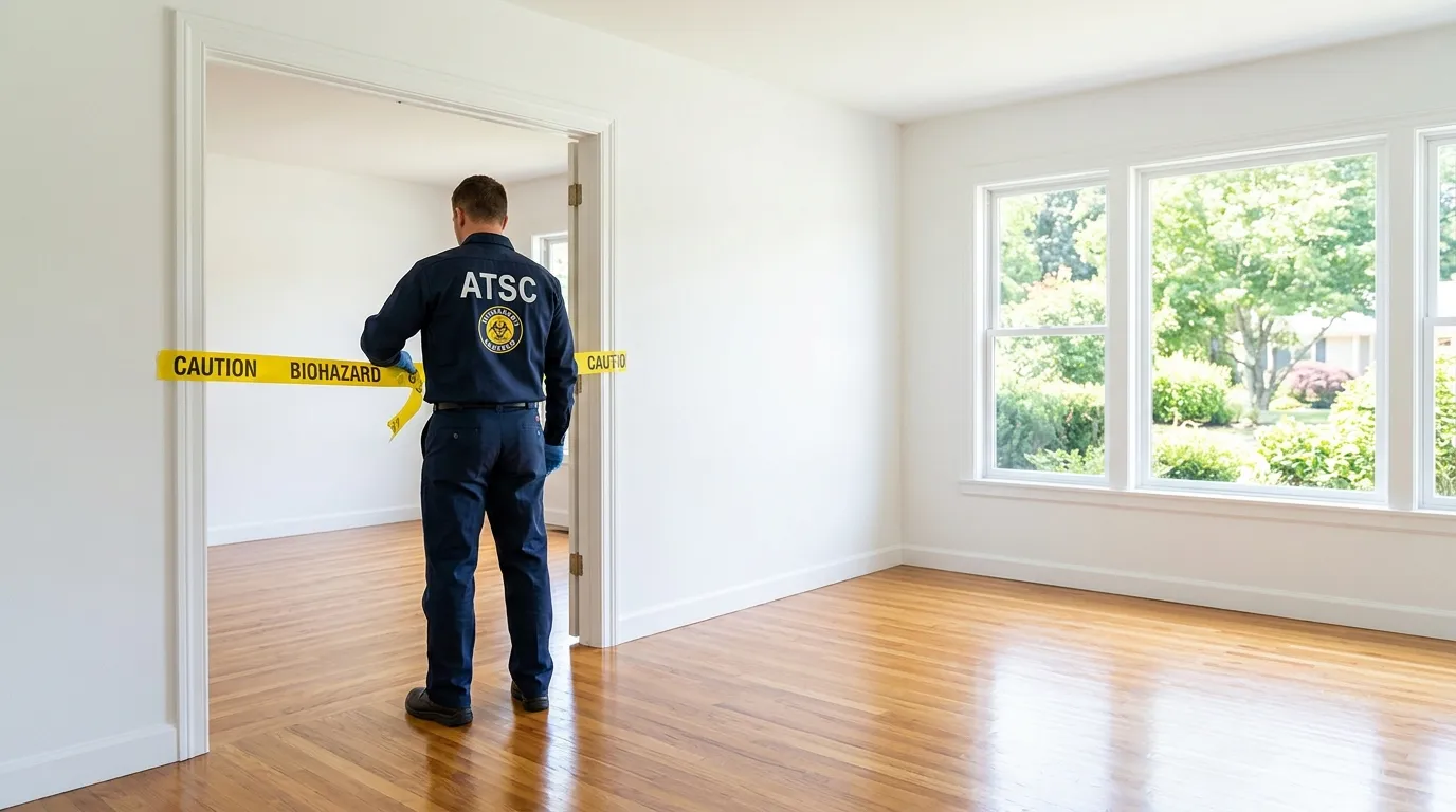 Certified biohazard cleanup crew performing Decomposition Cleanup in Peachtree City